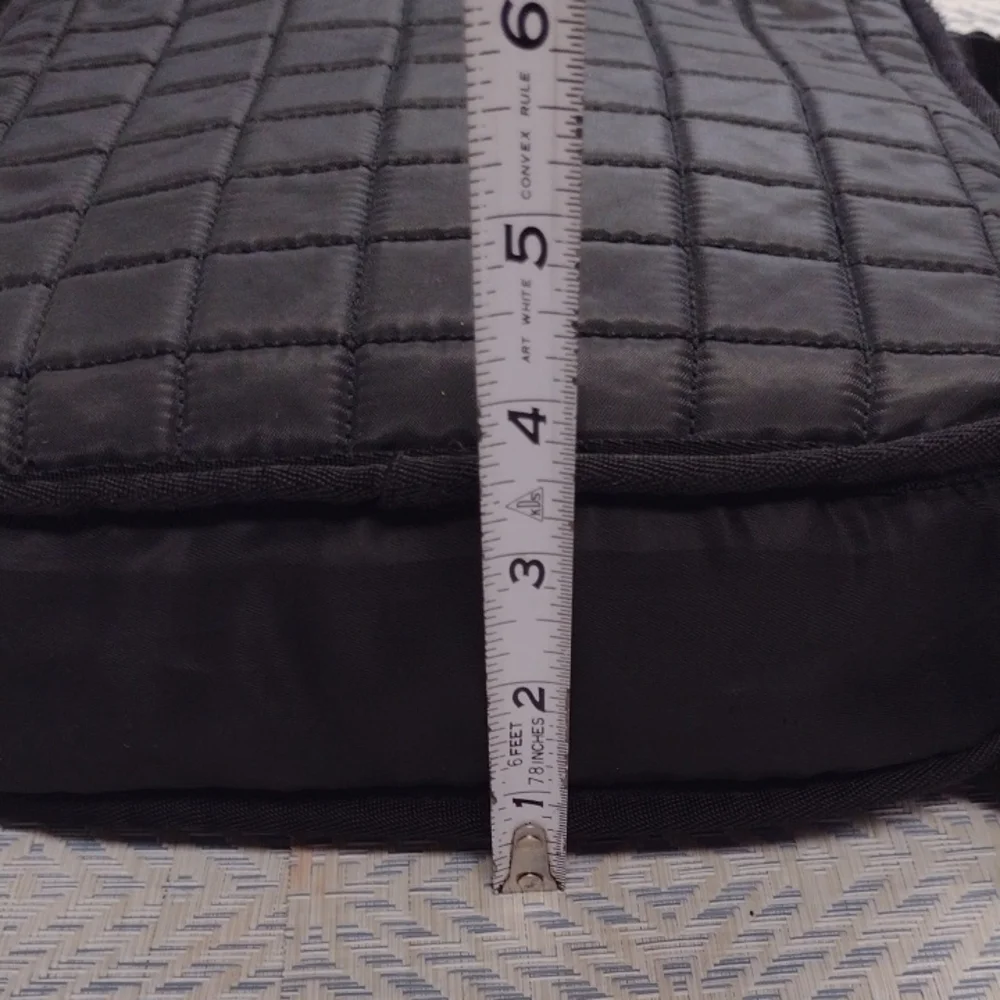 Lug Quilted Black Messenger Bag Crossbody